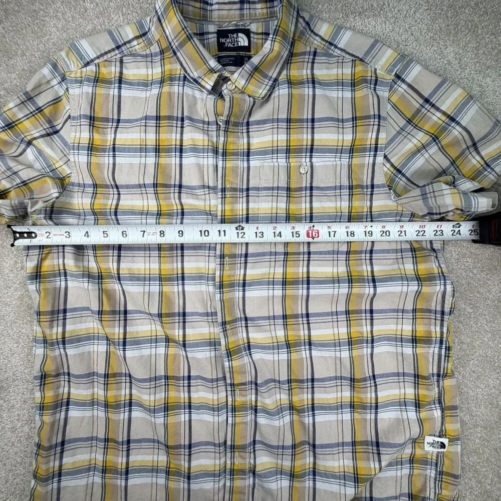 The North Face Mens Shirt Size XL‎ Blue Yellow Plaid SS Buttonup